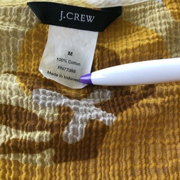 J Crew Yellow Floral Gauze Tunic Cover Up Medium Yellow Beach Resortwear - Picture 5 of 7